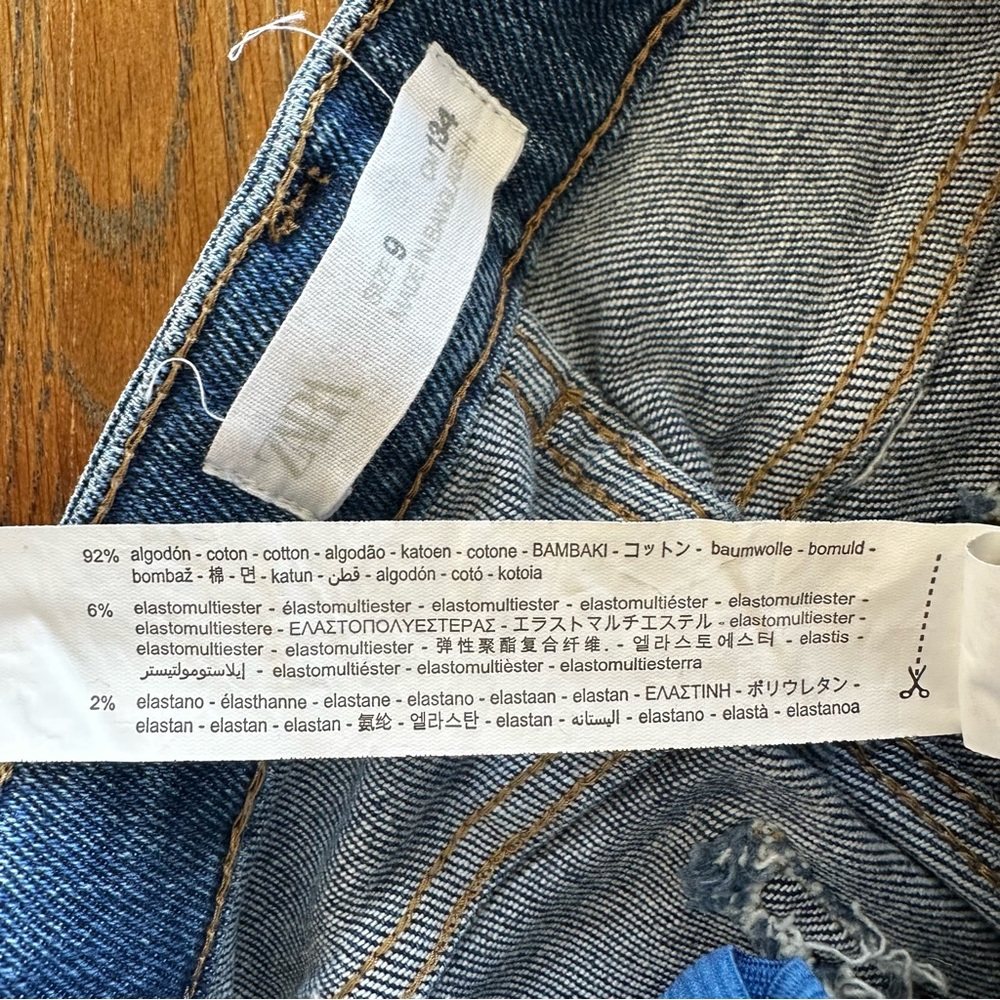 Zara Girls Distressed Denim Jeans Navy Blue | Size 9 - Picture 8 of 8